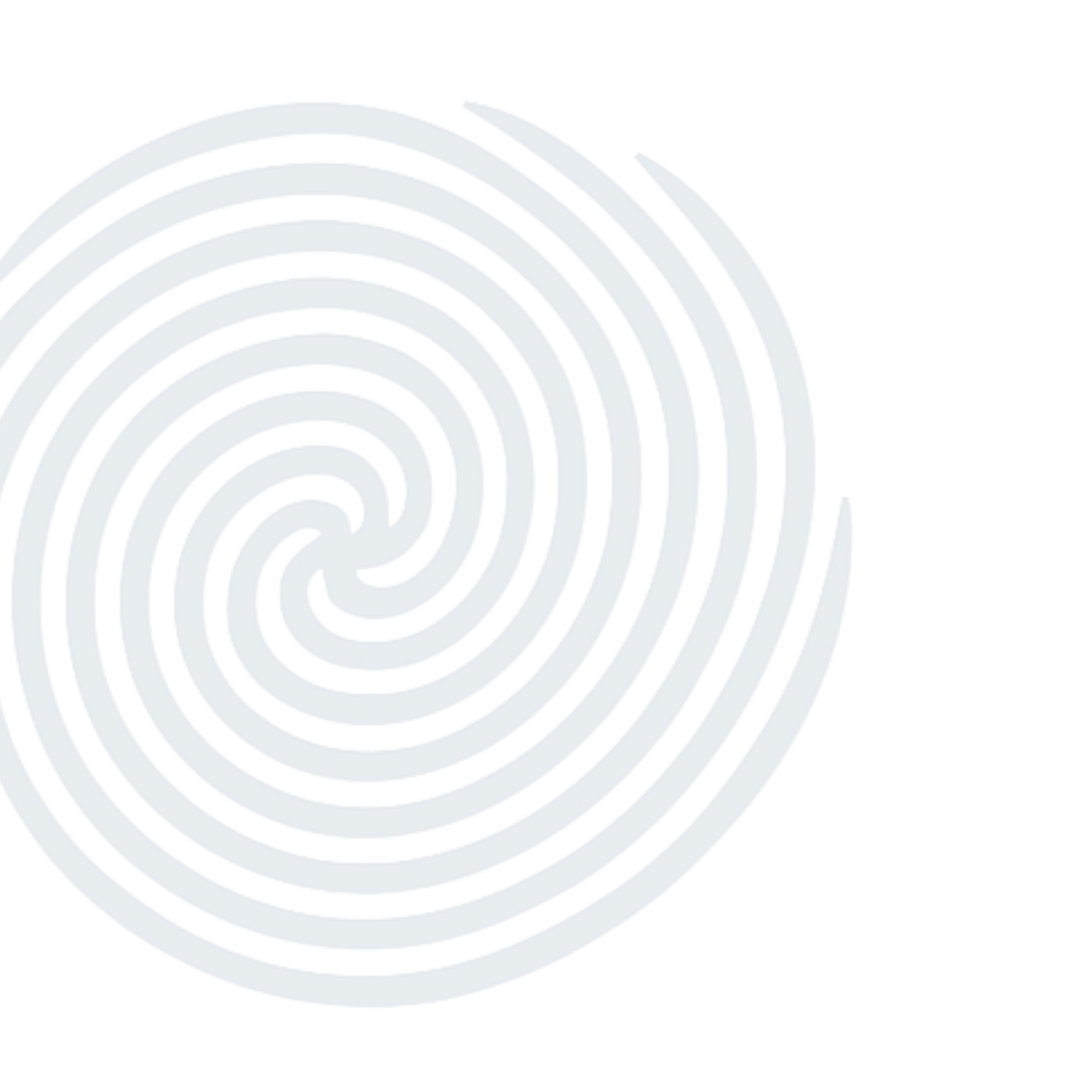 Blue fingerprint pattern with a spiral design on a white background.